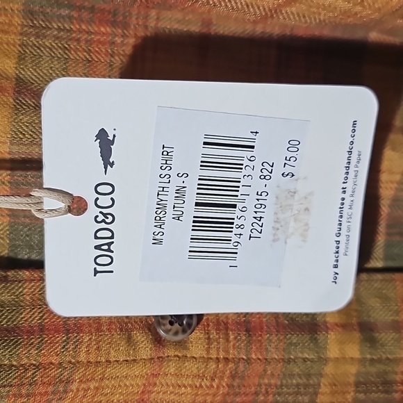 Toad&Co‎ Plaid Autumn Button Shirt Size Small NWT - Picture 4 of 8